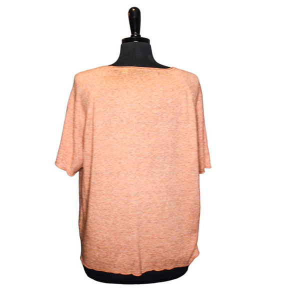Bric A Brac Cotton Linen Top Peach Orange Short Sleeve Size M - Picture 2 of 3